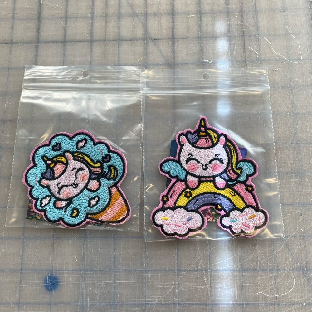 Unicorn patches x 2.  New.  Created in my sewing studio